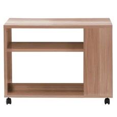 E-home Breeze微風系開放收納雙剎車輪邊几邊櫃, 二層開放空間, MDF圓角封邊, 防水防霉易清潔, 原木色