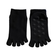 NicoFun 愛定做 女小雪花防滑分趾襪 瑜珈襪 防滑襪 短襪, 22~24.5cm, 經典黑