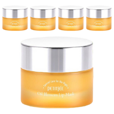 PETITFEE 沙棘油晚安唇膜, 6種植物精油複合, 維他命E和乳木果油, 1罐, 5罐