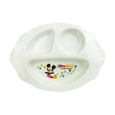 nishiki 錦化成 米奇系列 兒童餐盤, 適用於微波爐和洗碗機, 26 x 19cm, 白色 + 花邊, 1個