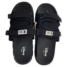 BORUI 柏睿鞋業 大人款 迪士尼雙織帶魔鬼氈造型休閒拖鞋, 黑色, 280mm