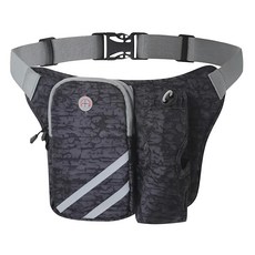 PUSH! 水壺運動腰包, 腰圍60-123cm, 黑色, 1個