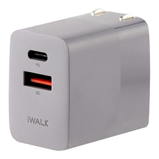 Iwalk 玩色計畫 閃充快充頭, USB-C 30W PD 3.0, USB Quick Charger 3.0, 28mm, 燎原灰色, 1個