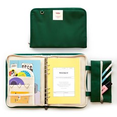 FunnYmade 帆布六孔A5手帳封面套組, 1組, 綠色