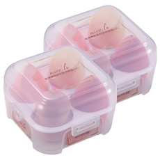 miro.lu 魔力璐 乾濕兩用美妝蛋&收納盒 Set, 4個入, 四款形狀, 1組