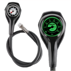 AQUATEC 壓力錶組 殘壓錶+80cm高壓管+錶套護管套, 42mm直徑, 具夜光功能, PG-450, 黑色