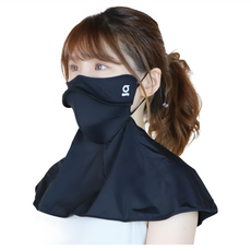 Greaten 極騰 抗UV快乾涼爽長版面罩 立體支撐 3D剪裁 透氣 抗UV50+ 掛耳設計 彈性面料 吸濕排汗 舒適服貼, 黑色, 1個