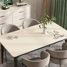 喬木居家 簡約清新防水耐磨桌墊 120 x 60cm 幸運小兔, 幸運小兔 米黃色, 1個