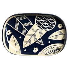 長皿 日本製, 藍葉紋, 1個