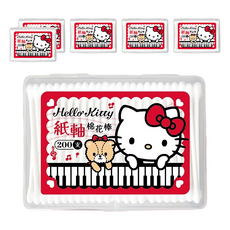 三麗鷗 Sanrio Hello Kitty 紙軸棉花棒 200支, 100%純棉雙頭, 6盒