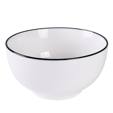 Homely Zakka 北歐創意簡約陶瓷餐具 小圓麵碗, 白色 + 黑邊, 1個