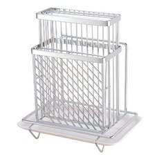 DAY&DAY 桌上型刀柄砧板架 ST3215TS #304不鏽鋼, 銀色 + 白色, 1個