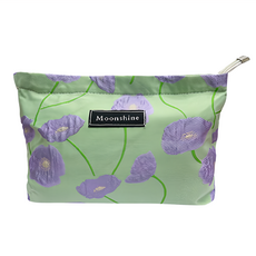 Moonshine 大容量高級感化妝包, TPU材質, 立體花, 千鳥格, 海芋花紫, 24.7 x 18.5cm, 1個