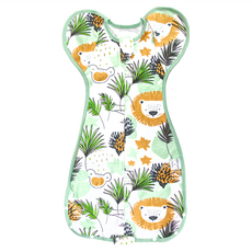 OhBabyLying 開釦袖成長包巾, 100%棉, 親膚透氣, 加長加寬, 腳腳活動不設限, 雨林獅子