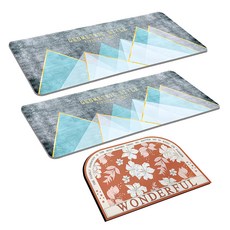 寢室安居 買2送1軟式珪藻土廚房地墊3件組, 灰色冰山, 1組