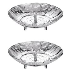 JOSIC 伸縮折疊不鏽鋼蒸籠架 特大(30 x 30cm), 2個, 銀色