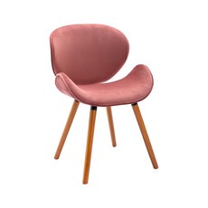 E-home 維格流線絨布實木腳休閒餐椅, 粉紅色,54 x 53 x 82cm, 1個