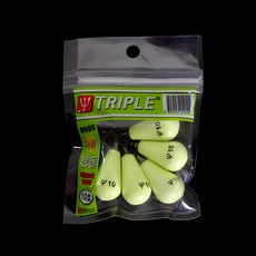 Triple 水滴型夜光釣魚鉛錘 K-908, 1個, 5個裝