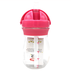 OXO tot 寶寶啾吸管杯, 弧形瓶身設計, 寶寶好抓不滑手,不易潑濺鴨嘴吸口設計, 莓果粉, 250ml, 1個