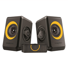 Sonicgear QUATRO2 多媒體音箱，USB 2.0，6瓦 RMS，3.5mm立體聲, 黑橘色