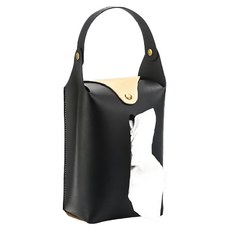 FANCY LIFE 掛式面紙袋 皮革質感 節省空間 居家收納好幫手, 黑色, 12 x 8 x 19cm