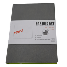 PAPERIDEAS A6 軟皮點陣筆記本 - 100g/s, 口袋本, 索引, 編號頁面, 槍灰色, 1本