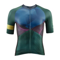 美利達 Merida 男款短袖自行車衣 極光透氣網布 舒適透氣排汗, L, 綠/藍, 1入