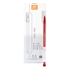 truecolor 真彩 原宿風針管式中性筆 0.5mm 12支, 紅色, 1組