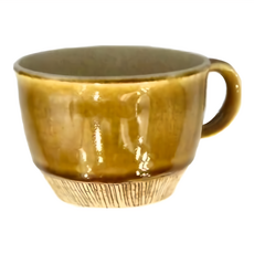 日本 美濃燒 梳子刻紋大馬克杯 10.8 x 8cm, 琥珀, 1個