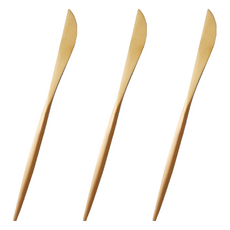 邸家本舖 歐風純色餐具 304不鏽鋼甜點刀 - 土豪金 簡約設計 堅固耐用, 3支