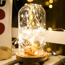 原木底玻璃罩, Clear, 1個