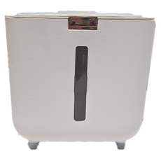 輕奢彈蓋儲糧桶 10L 透明視窗, 象牙白, 大號, 1個