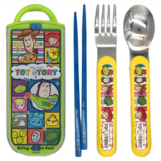 Skater 銀離子兒童餐具三件組, 湯匙 + 叉子 + 筷子 + 收納盒, TOY STORY, 1組