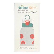 GENKI BEAR 元氣熊 微笑Tritan兒童水壺 600ml, 不含雙酚A, 耐衝擊, 耐高溫, 無異味, 橘色, 1個