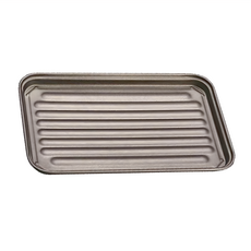 TAKEHARA 竹原製缶 黑色不沾烤盤 小烤箱專用 A-39-2 波浪形 鐵板樹脂氮素加工, 245 x 152 x 15mm, 1個