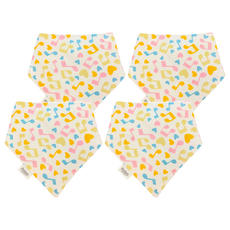 PUKU 藍色企鵝 柔棉造型領巾 Set 2件, 多色音符圖案領巾 柔軟棉質圍兜 手帕 口水巾, 42*29*29cm, 音符, 4件