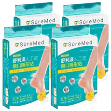 SureMed 舒利渼 人工皮傷口隱形貼 腳跟用 中傷口 6入, 4盒