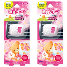 晴香堂 粉紅熊車用芳香劑 2.4g, 皂香花香, 2個