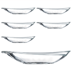 Ocean Glass Delight 香蕉船皿 玻璃材質 最寬240*高44mm 泰國產, 透明, 6個