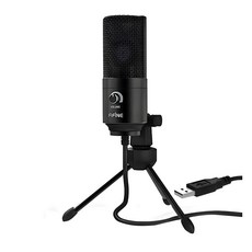 Fifine USB心型指向電容式麥克風 K669, 可調角度腳架，隨插即用, K669B, 銀色