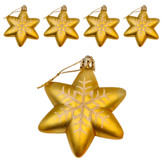 彩繪立體星星 Set 5個 - 聖誕裝飾品, 金, 不適用, 1組