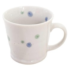 美濃燒 馬克杯 日本製, 藍綠點紋, 1個