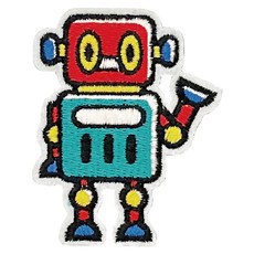 Hi 你好 刺繡貼紙, 機器人刺繡貼布 可黏可燙可縫, 小紅, 1張