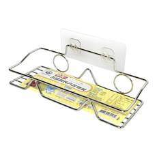 名仕 免釘不鏽鋼長方置物架 免釘免鑽 不傷牆面 L24xW10xH5cm, 銀色, 1個