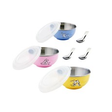 ZEBRA THAILAND 兒童隔熱碗三色組 圖案款 顏色多種選擇 可愛造型圖案 雙層隔熱設計 攜帶方便, 250ml, 藍色 + 粉色 + 黃色, 1組