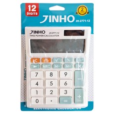 JINHO 京禾 12位元計算機 JH-2771-12 雙重電源供應 大型LCD數字顯示, 白色, 1個