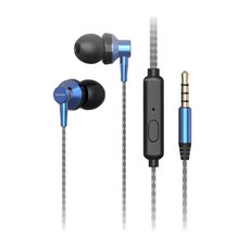 aiwa 愛華 入耳式有線耳機 藍色 ESTM-128-B，防纏繞線材，鍍金插頭，10mm驅動單體