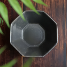 ANCIENT POTTERY 復古八角碗 13.5x5cm, 黑色, 1個
