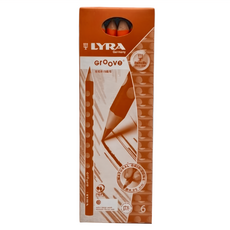 LYRA Groove 三角洞洞鉛筆 自然無拘束 凹洞設計引導正確握筆, 亮橘, 6支