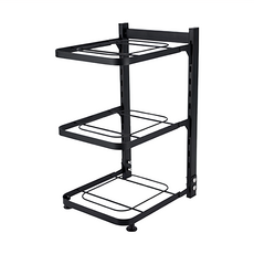 西格傢飾 可調節鍋架收納架 優質碳鋼材質 約23x27x42cm, 黑色, 3層, 1個